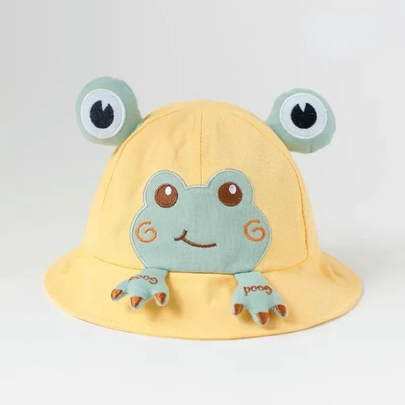 Soft Cotton Hat With Cartoon Frog Pattern, Suitable For Baby Boys And Girls, Fisherman\'s Hat For Outdoor Classes, Sun Hat