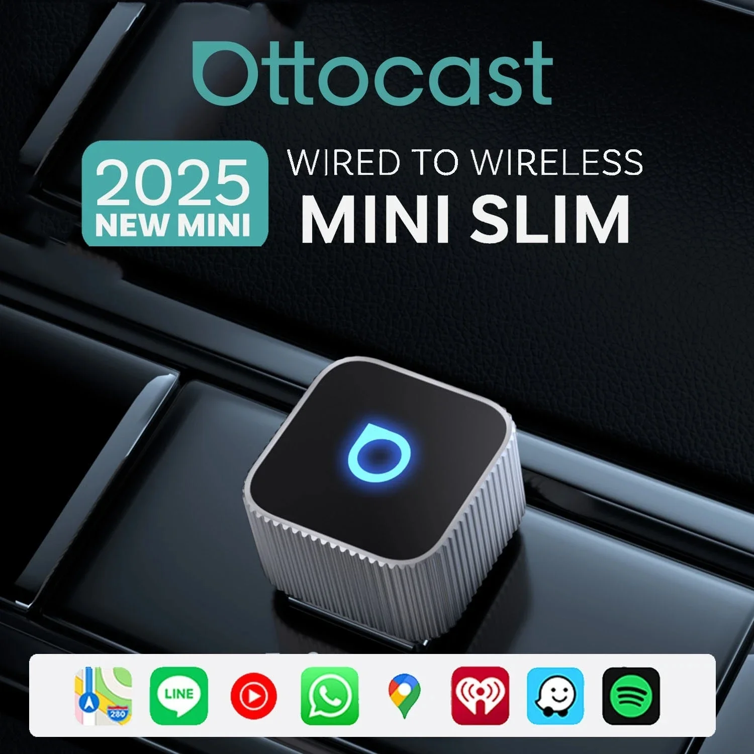 Ottocast Mini Slim Wireless Adapter Wireless CarPlay Android Auto