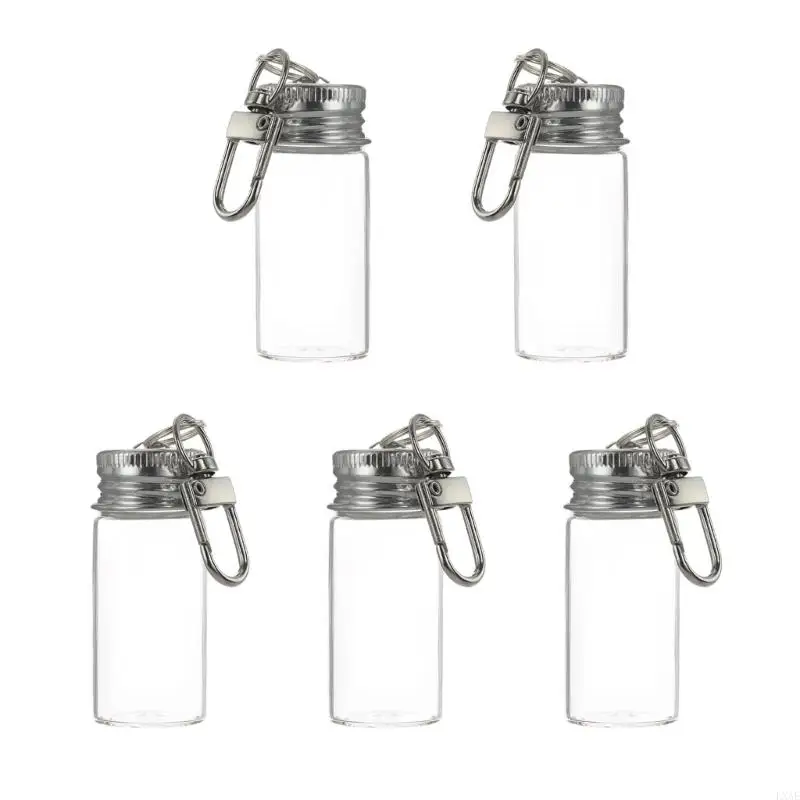 5 Piece Romance Hope Bottle Keychain With Clear Glass Design Perfect For Personal Messages And Decorations