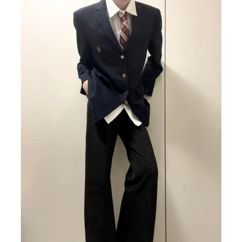 

k Blue DK orm Men's And Women's Suit Jaet Faionable Set JK Western Wear Couple Outfit Class orm