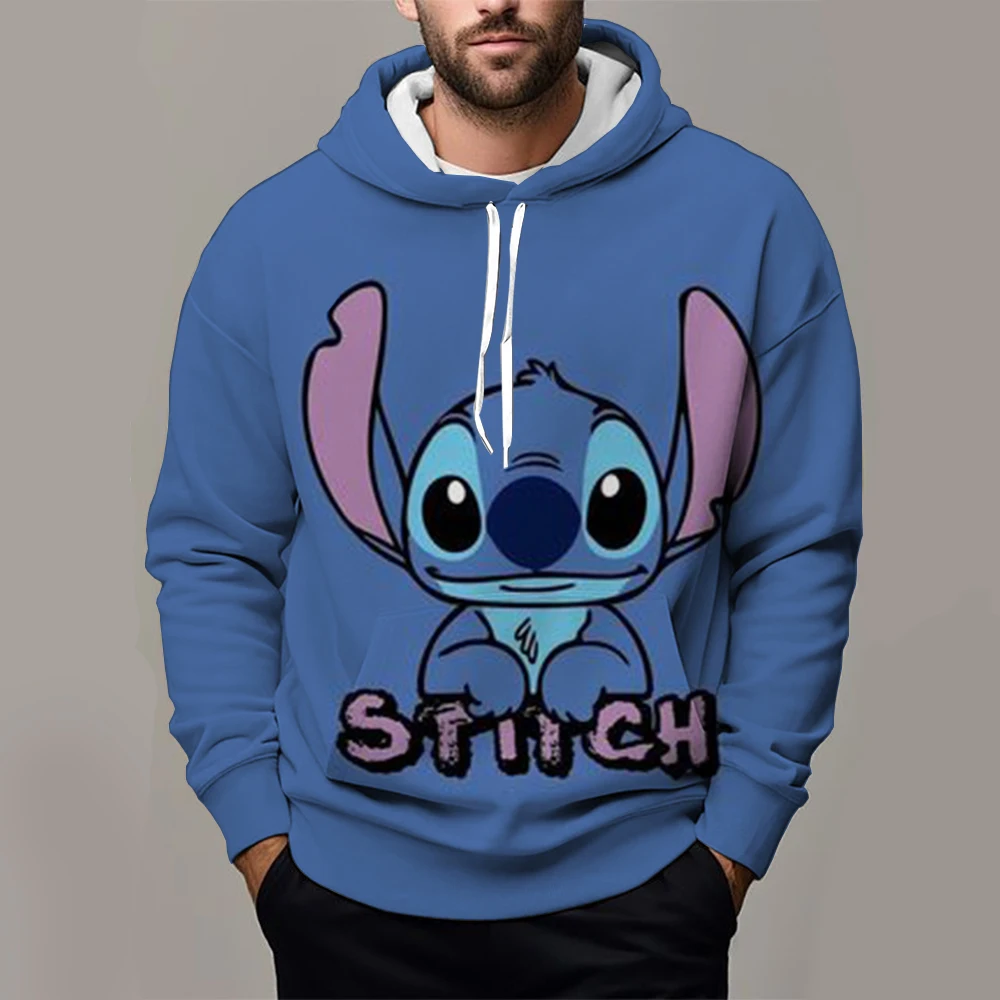 Cartoon Anime Men Hoodie Stitch Ohana Casual Cool Women Oversized Sweatshirt Spring Autumn Children Clothing Coat