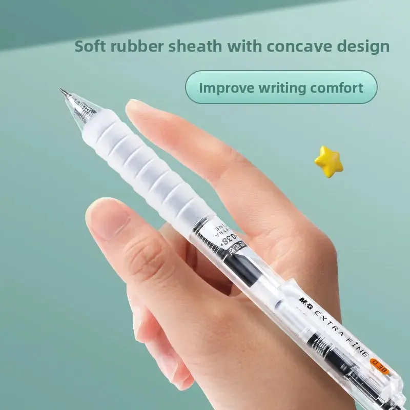 M&G Gel Pen Ultra-Fine 0.38mm Black Financial Pen Ultra-Fine Tapered ST Tip Soft Rubber Grip Ideal for Students and Office Use