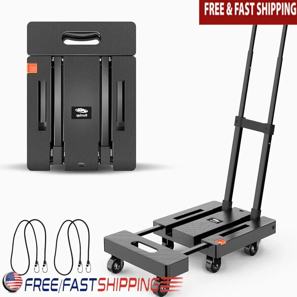

Folding Hand Truck Heavy Duty Dolly Cart 500lbs Portable Collapsible Dolly with Rubber Casters Moving Luggage and Cargo