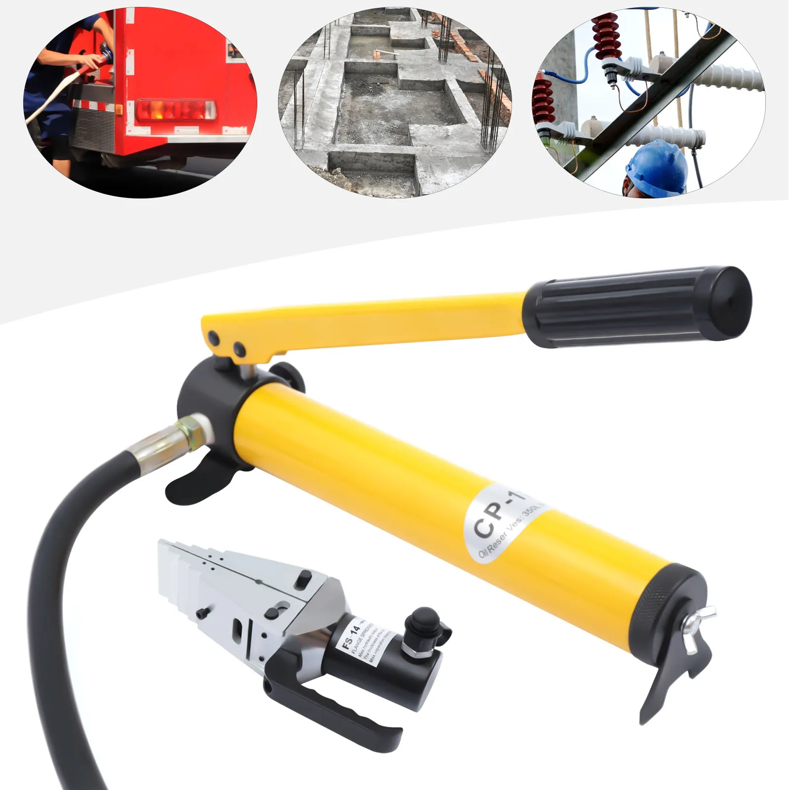 FS-14 Hydraulic Flange Spreader, Industrial Flange Separator Tool, 14-Ton Manual Pump, 81mm Max Separation with Stepped Block ﻿