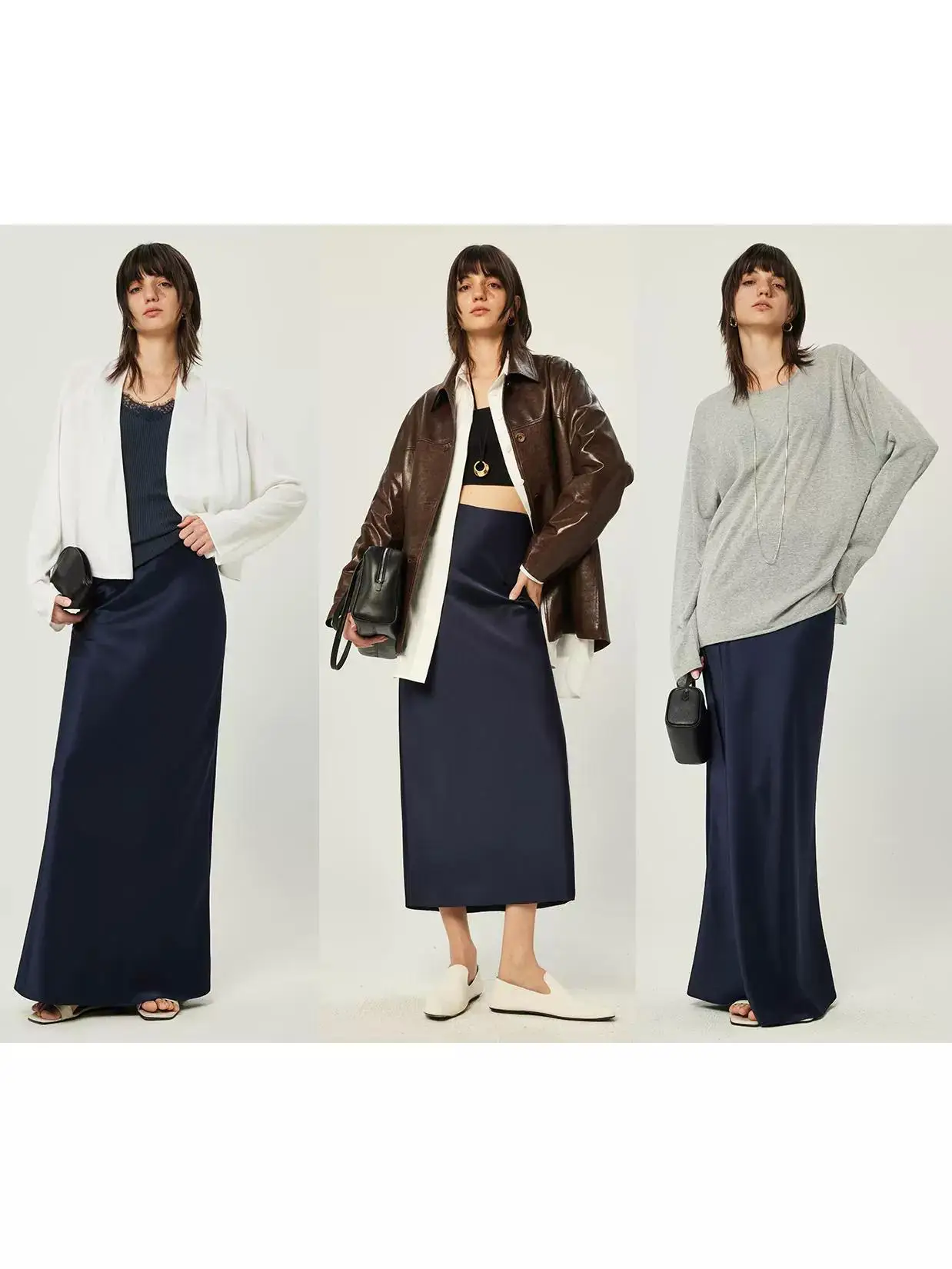 Autumn 2025 New Sle Women's ter Ne  Dr High Waist Fi Tail Gown Double Sided Satin Luminous Draped Side Cut