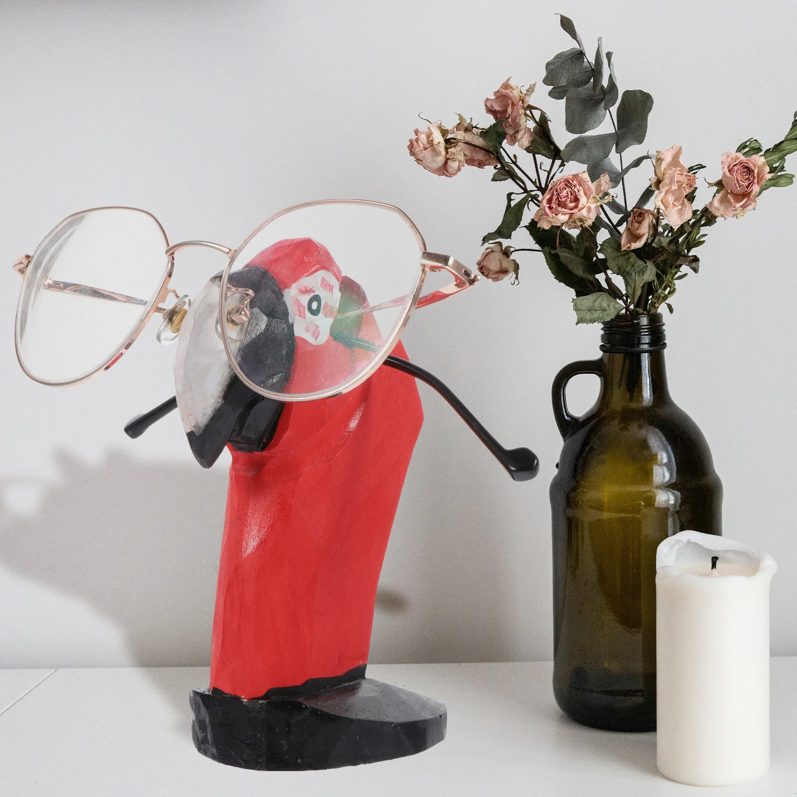 

Glasses Hanger Display Rack Animal Design Eyeglasses Holder Sunglasses Frame Red Wood Material Safe Creative Lovely