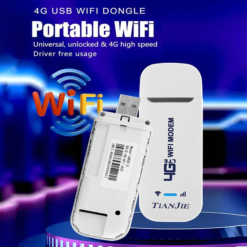 

TIANJIE 150Mbps 4G Wifi Router Wireless Sim Card Modem LTE Unlock USB Routers Mobile Hotspot Pocket Network Adapter Dongle