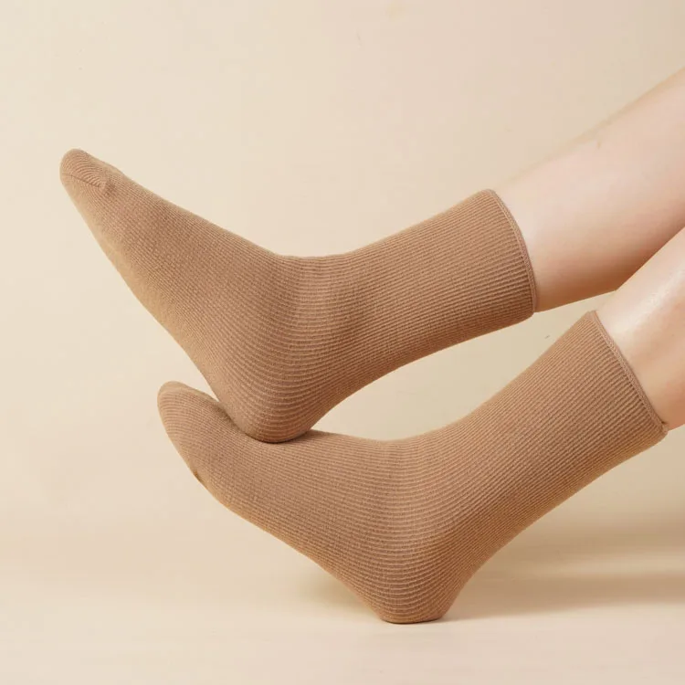 5 Pairs Women's Warm Knitted Plush Socks Simple Daily Casual Female Middle Tube Socks Autumn Winter Basic Versatile Sock