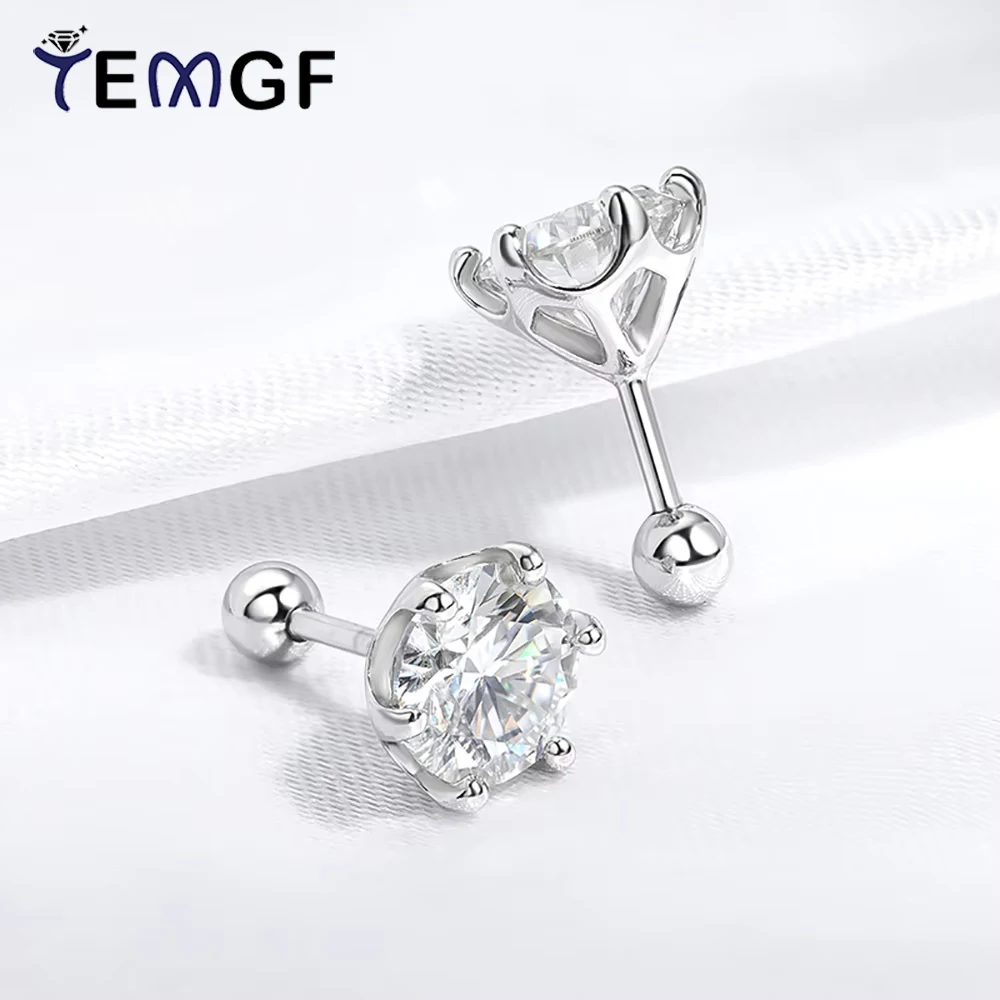 

TEMGF 3,5 мм/4 мм/5 мм/6 мм/6,5 мм/8 мм серьги-гвоздики с муассанитом для женщин S925 серебряные уши ювелирные изделия элегантный подарок на свадьбу и день рождения
