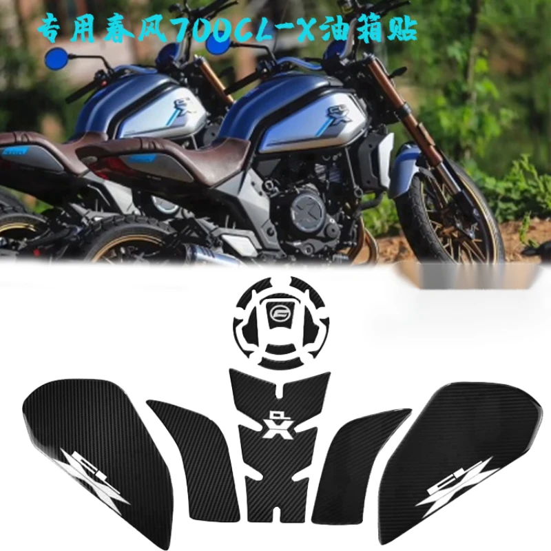 For CFMOTO CLX700 700CL-X 700 CL-X CLX 700 Motorcycle 3D Carbon Side Decal Gas Knee Grip Protector Sticker Tank Traction Pad