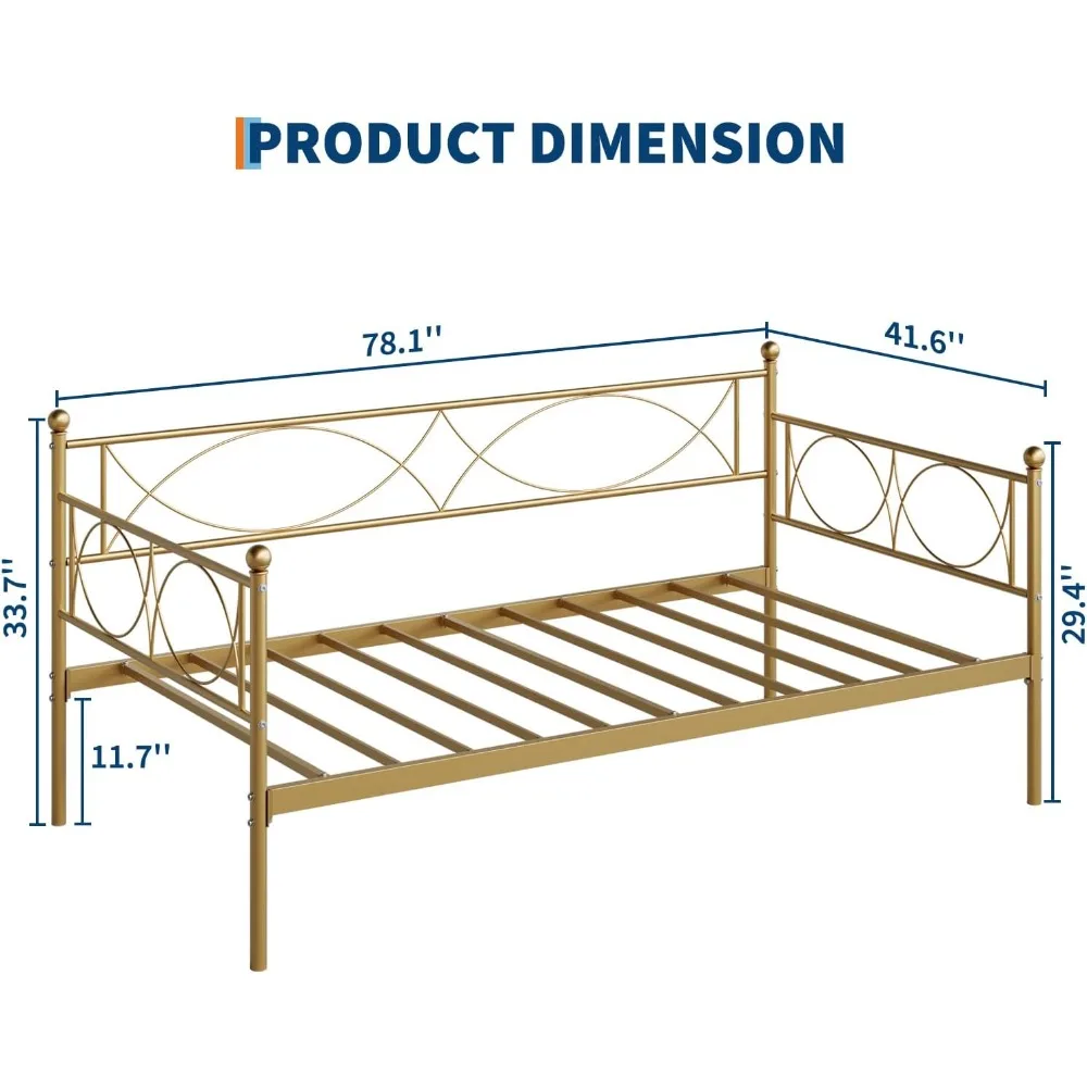 سرير نهاري مزدوج من IDEALHOUSE مع دولاب، وسرير نهاري معدني مزدوج ومجموعة دولاب، وإطار سرير أريكة سرير نهاري مع دعم شريحة فولاذية، متعدد الوظائف #2