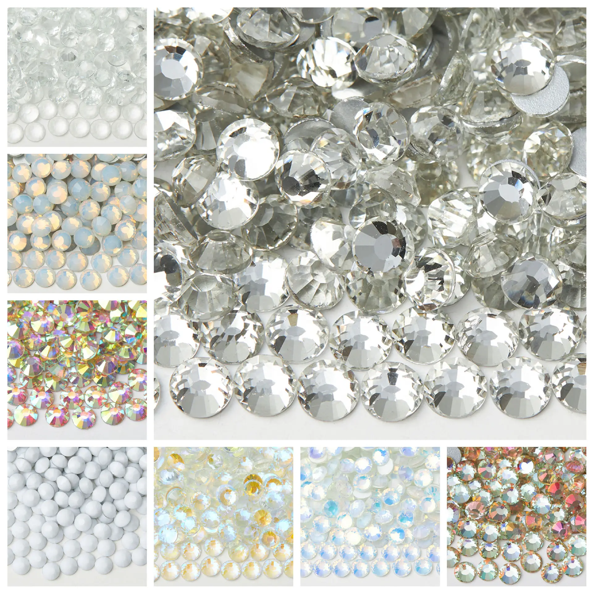 

White series glass rhinestone nail flat bottom diamond DIY round diamond mobile phone case decoration accessories