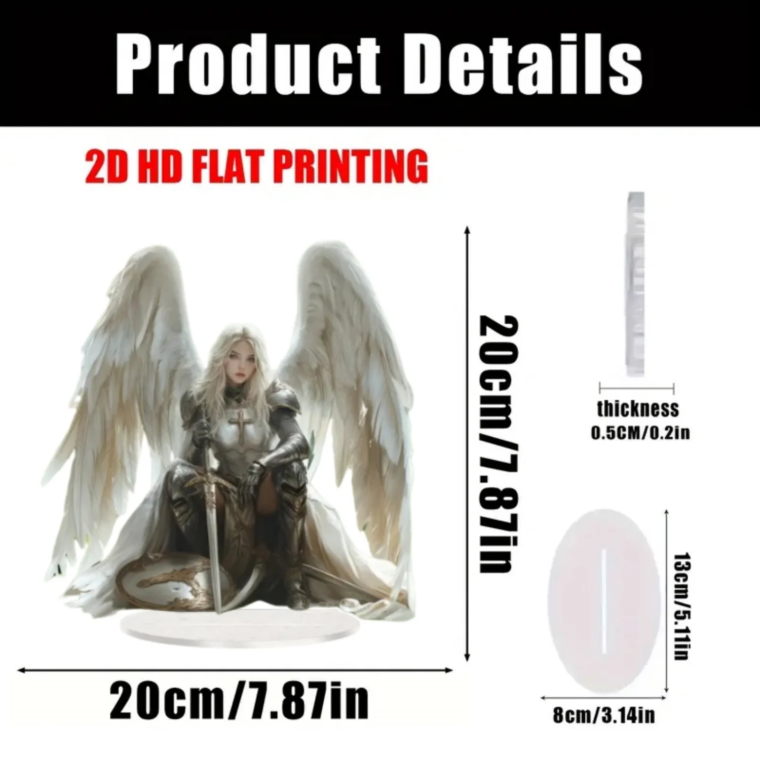 Archangel Michael Figurine,fighting Angel Sculpture,2D Flat Acrylic Statue,Home,Office,Cafe,room,Studio,Table Ornament Decor