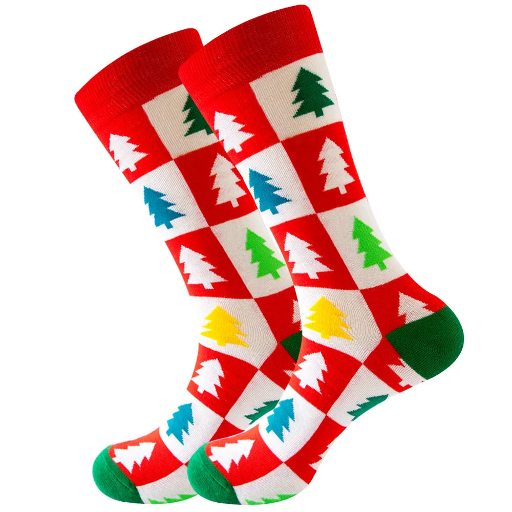 1Pairs Christmas Tree Snowflake Santa Claus Elk Snow Cotton Happy Socks Men New Year Sokken Harajuku New Christmas Socks