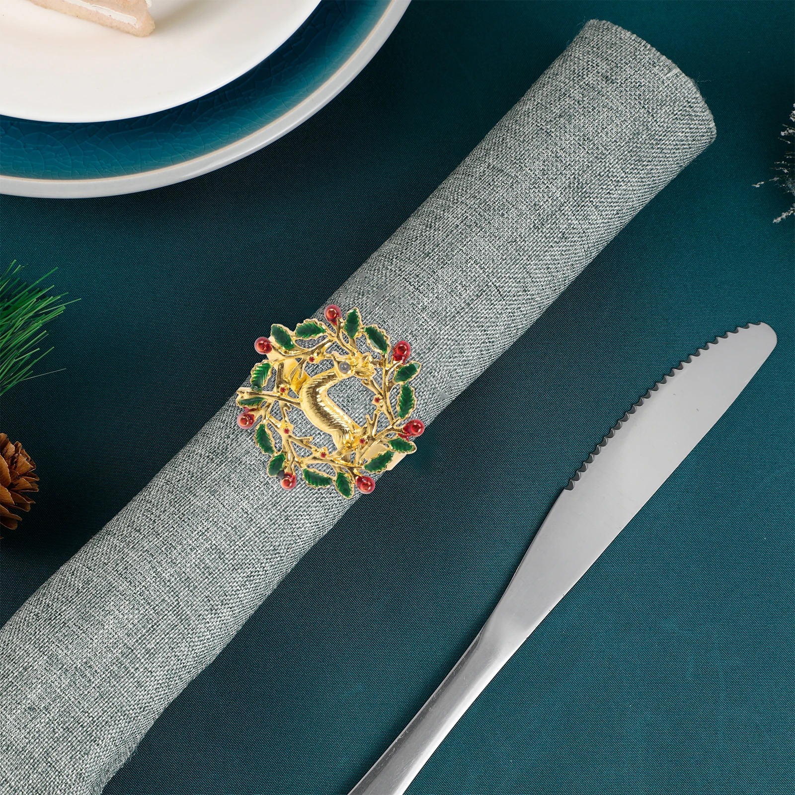 

2Pcs Napkin Rings Copper Alloy Christmas Decor Reusable Serviette Clasps For Home Office Hotels Restaurants Bars Cafe Shops