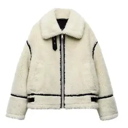 Women's new faux fur motorcycle jacket