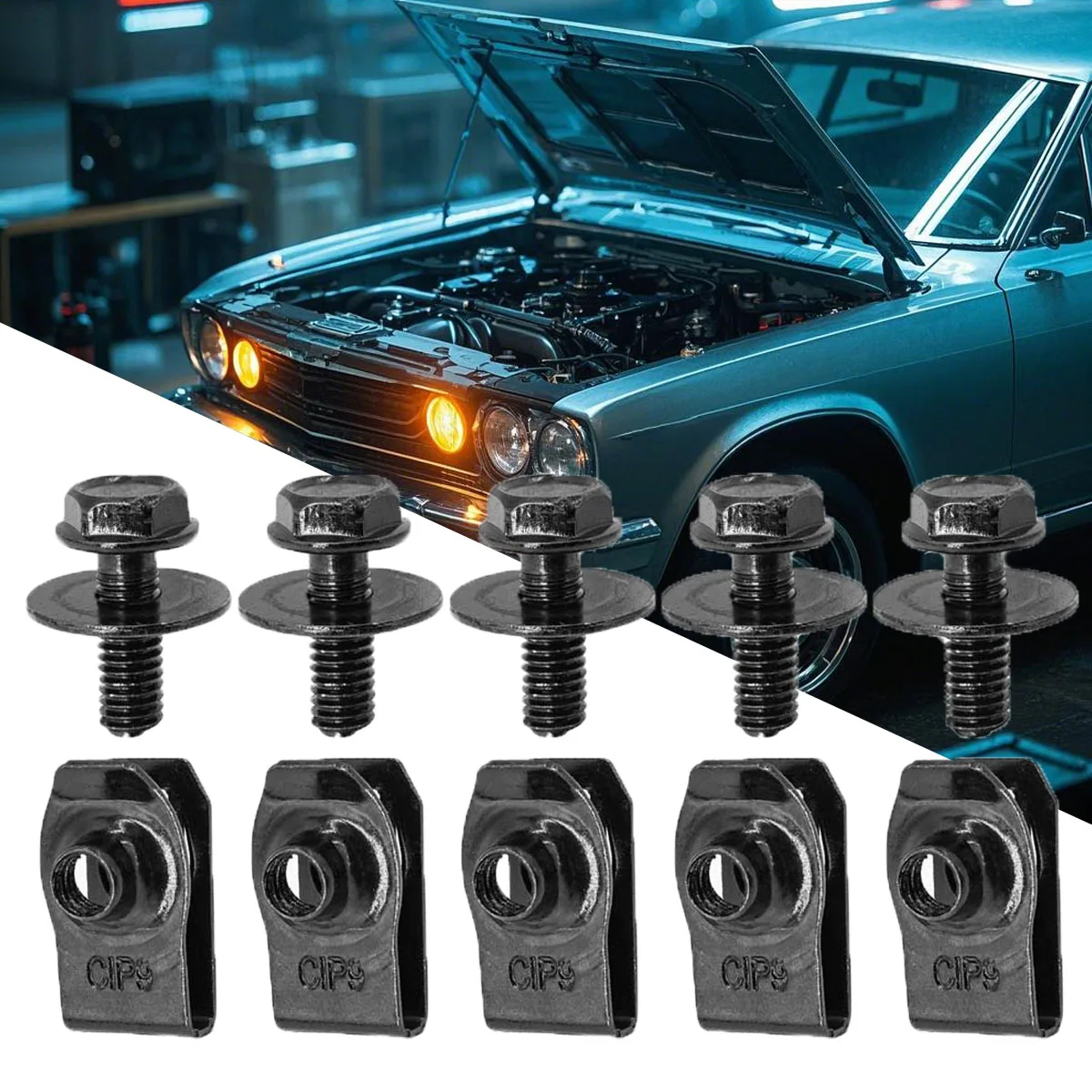 

M6 Engine Cover Undertray Splash Shield Guard Bumper Fender Liner Retainer Fastener Rivet Screws Car Body Bolts & U Nut Clips