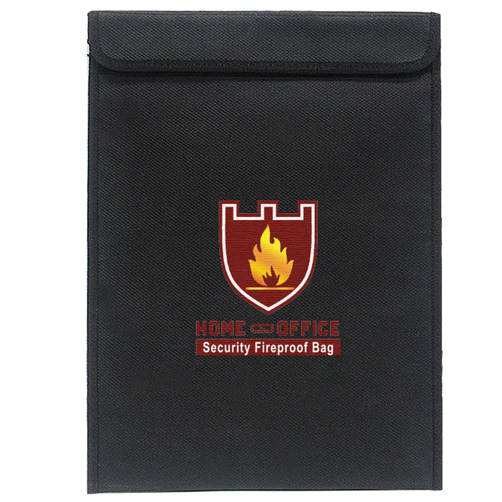 Large Fireproof Document Pouch A4 38x28cm Heat Resistant Fiberglass File Holder for Office School Legal Papers Passports Cash