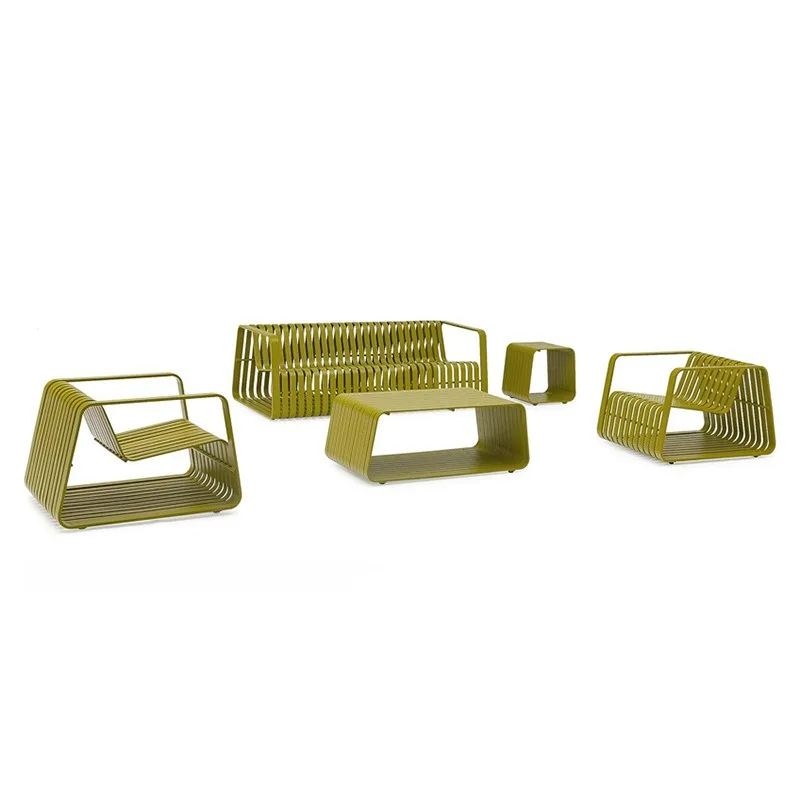Outdoor sofa coffee table combination, aluminum alloy tables and chairs hotel garden outdoor waterproof sunscreen