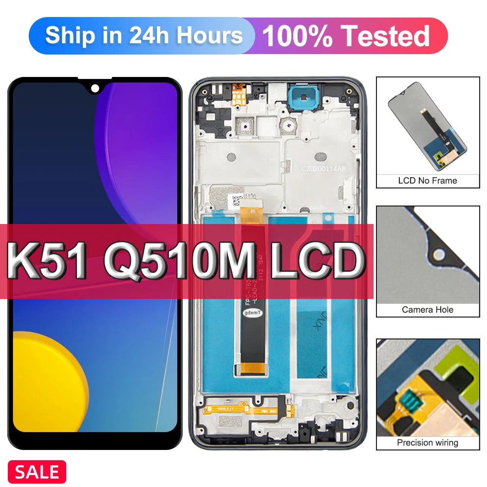 For LG K51 LCD Display Touch Screen Digitizer Assembly For LG Q51 Display LM-Q510N LCD Screen With Frame Replacement 100% Tested