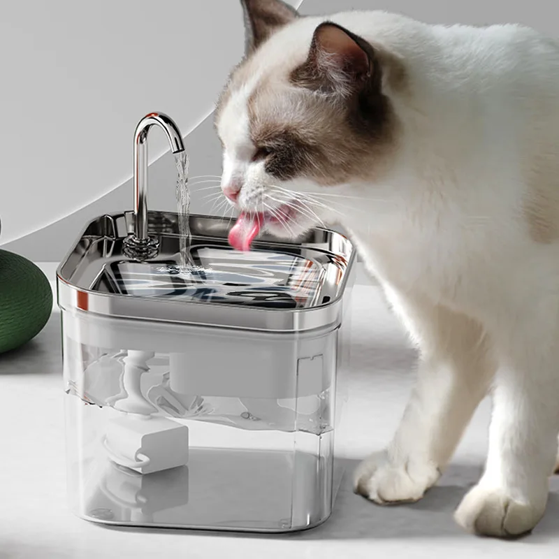 Cat Fountain With Water Mark Automatic Cats Water Dispenser Sensor Filter Stainless Steel Pet Cat Ultra Quiet Pump Water Foutain