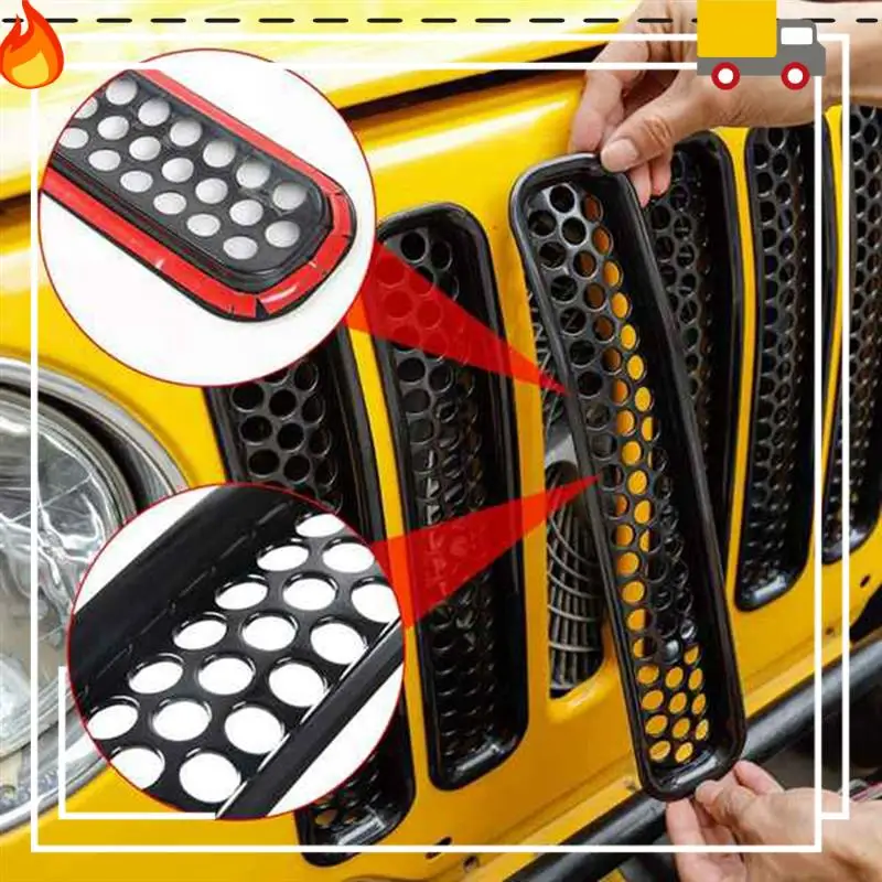 

Honeycomb Mesh Front Grill Inserts Kit Replacement Parts Accessories For 1997-2006 Jeep Wrangler TJ & Unlimited (7PCS)