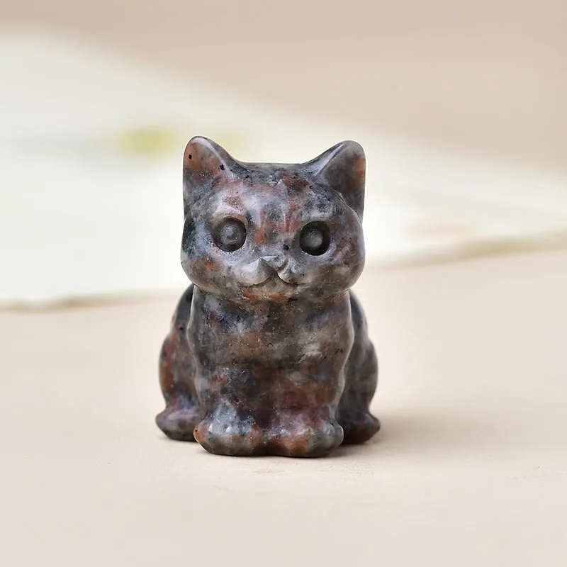 Natural Crystal Carved Cat 1.18-inch Mini Halloween Gift Quirky Design Excellent Choice for Any Occasion