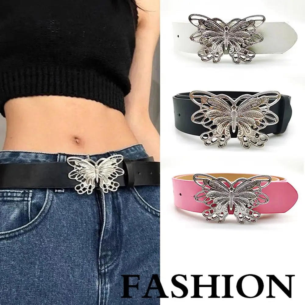 

Metal Butterfly Snap Belt For Women's All-match Simple Retro Decoration Adjustable Belt Dress Jeans Fashion Dress Assembly P8V4