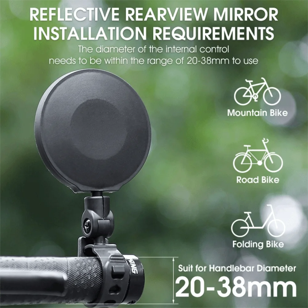 

Wide-angle Bicycle Mirror Rotatable 360 Degree Handlebar Mirror Adjustable with Rubber Band Bicycle Convex Mirror Road Bicycles