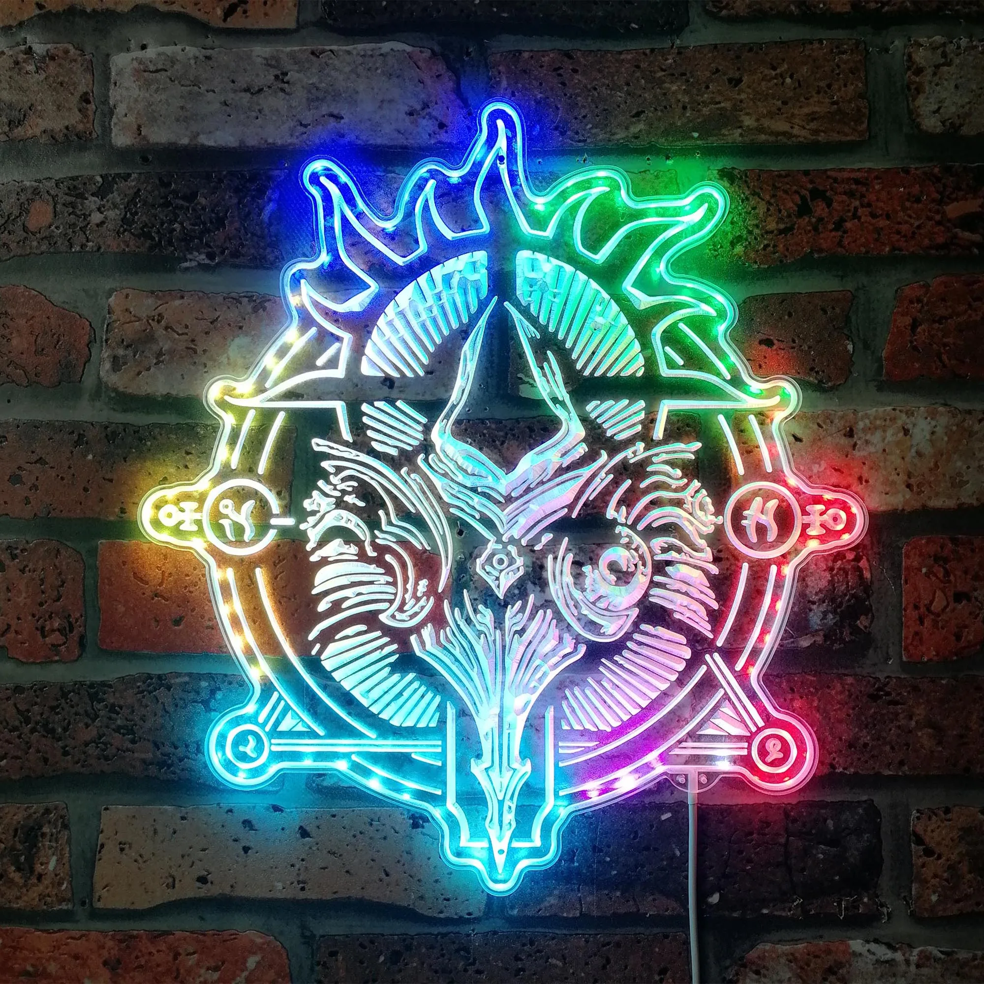 Diablo Angel Neon RGB Edge Lit LED Sign, Game Room Decor, Gaming Night Light