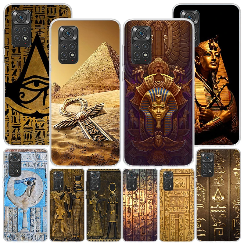 Egypt Nefertiti Anubis Ankh Pharaoh Phnoe Case for Xiaomi Redmi Note 12 11S 11E 11 10S 10 Pro Plus 9 9S 11T 9T 8 8T 7 Global Uni