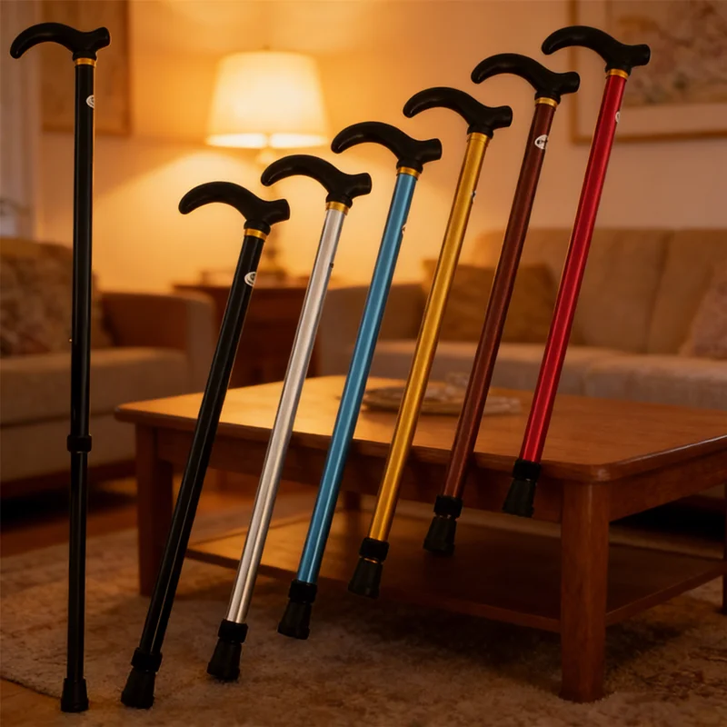 2-Section Adjustable Hiking Cane Anti-Slip & Stable for Outdoor Walks Trekking Poles for Seniors or Light Trail Support Foldable