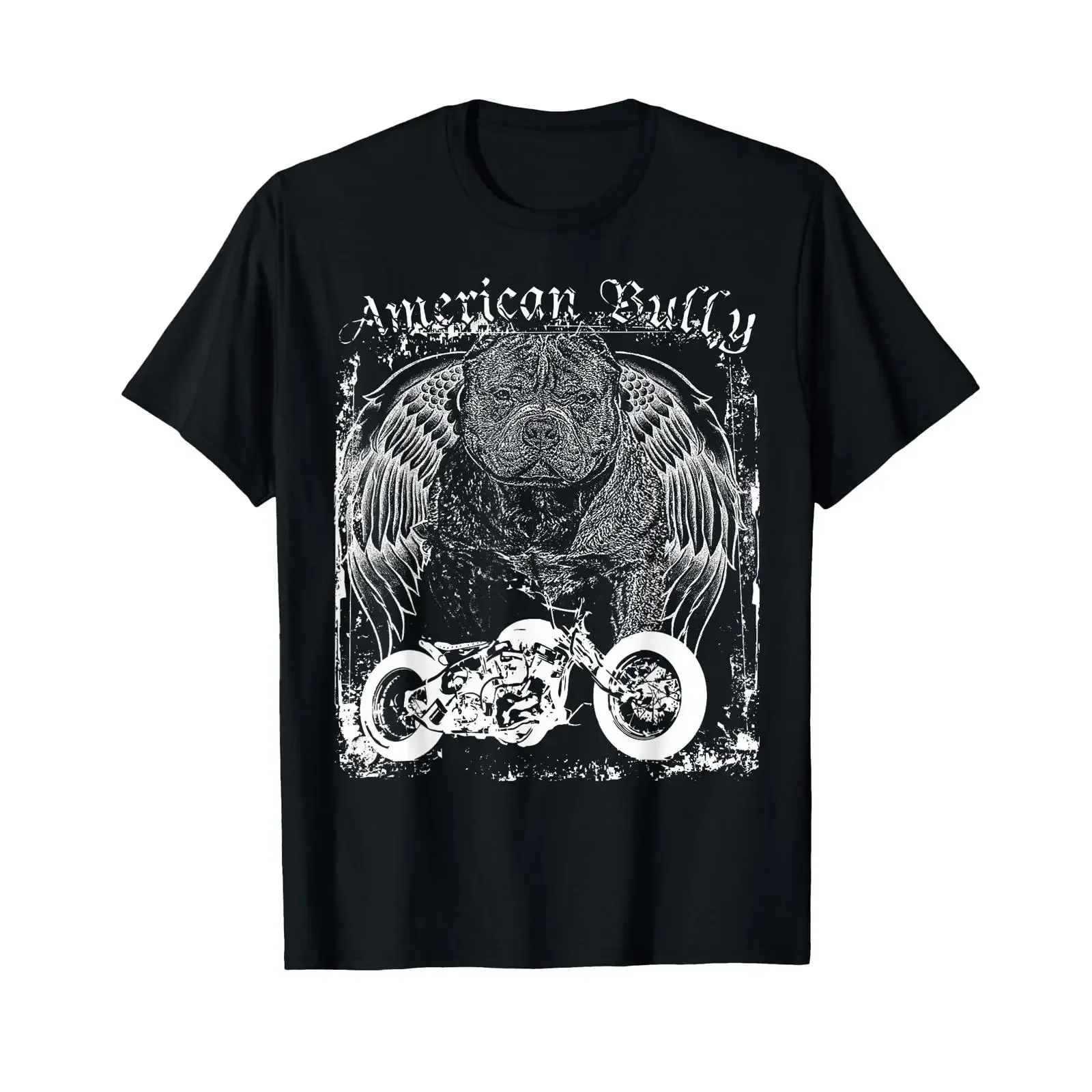 Americana American Bully Breed Motorcycle bobber T Shirt vintage Washed Top For Everyday Wear Casual homme Slightly Breathable