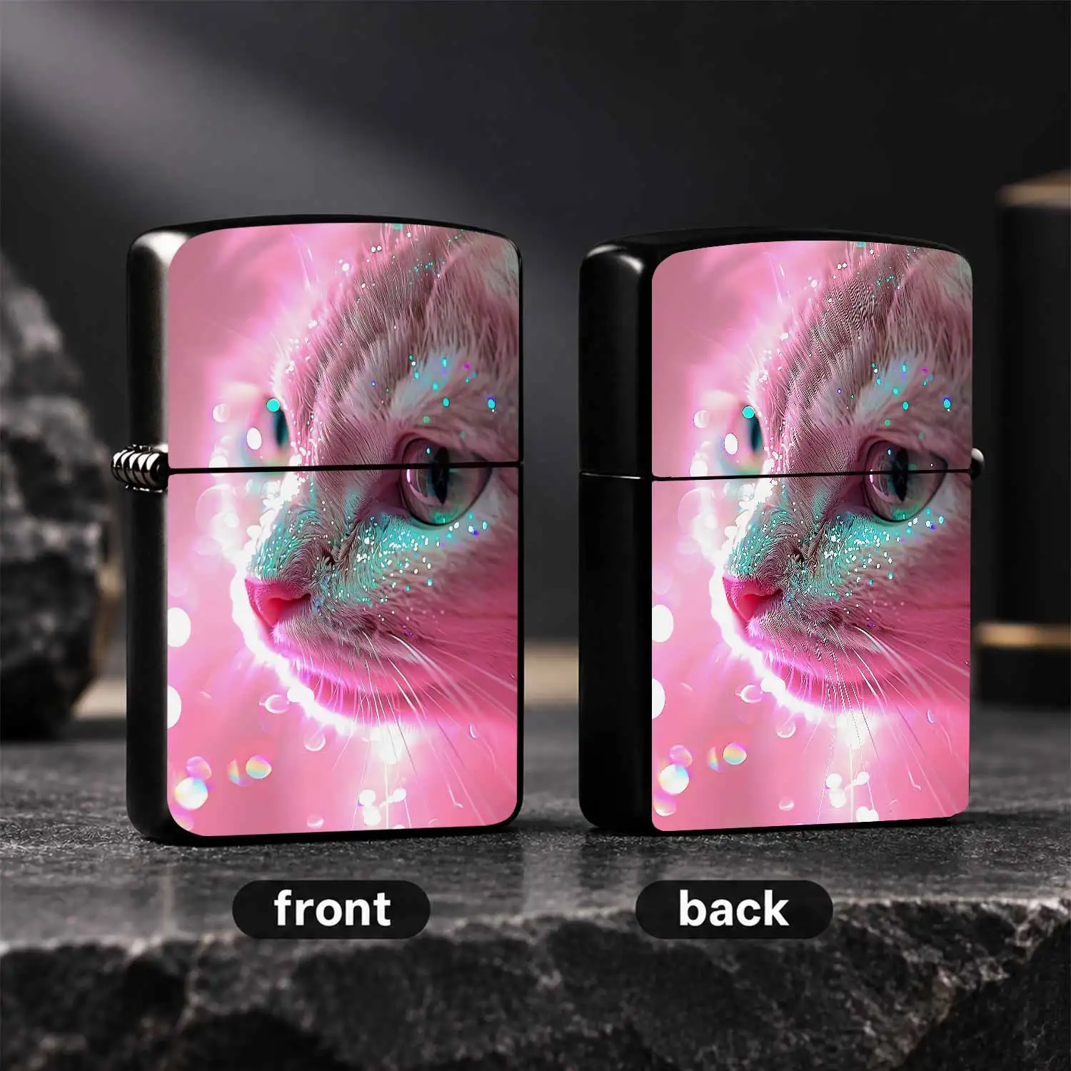 Dreamy Pink Glitter Cat Lighter, Holographic Sparkling Sequin Starlight Decorative Portable Lighter, Aesthetic Versatile Accessory For Daily Travel, Outdoor Gathering, Gifting, Romantic Stylish Delicate Carry-On Item Fo A Humorous And Inter