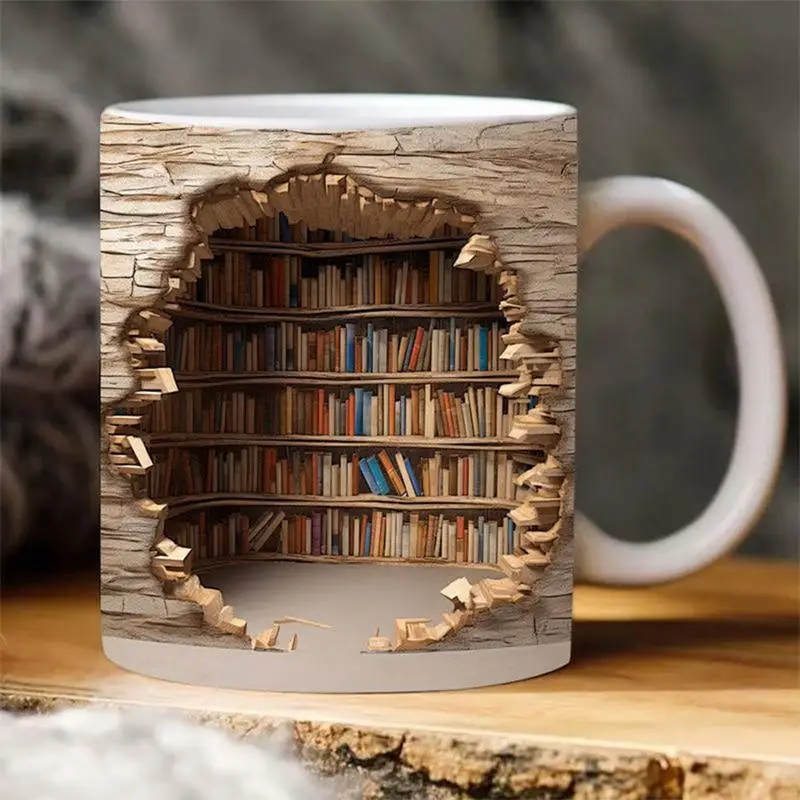 Library Bookshelf Mugs Funny Librarian Coffee Mug Creative Library Shelf Mug Book Lovers Coffee Mug Multi-Purpose Bookshelf Mug