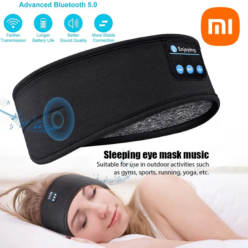 Xioami Bluetooth 5.0 Earphones Sports Sleeping Headband Elastic Wireless Headphones Music Eye Mask Noise Cancellation Headset