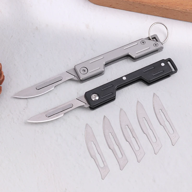 1/10PCS Stainless Steel Mini Knife Keychain Pendant Detachable Sharp Blade Portable Unboxing Sharp Mini Folding Knife
