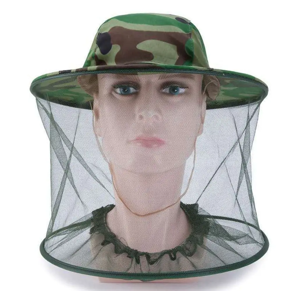 

Outdoor Equipment Head Face Protector Camouflage Hat-Veil Insect Mesh Hat Outdoor Fishing Sun Cap Anti Bee Hat Mosquito Net Hat