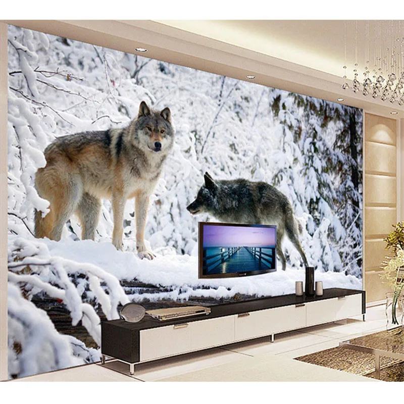 Custom 3D Wolf Wallpaper Wall Mural Modern Animal Landscape Wall Paper for Living Room TV Sofa Background Home Wall Decor