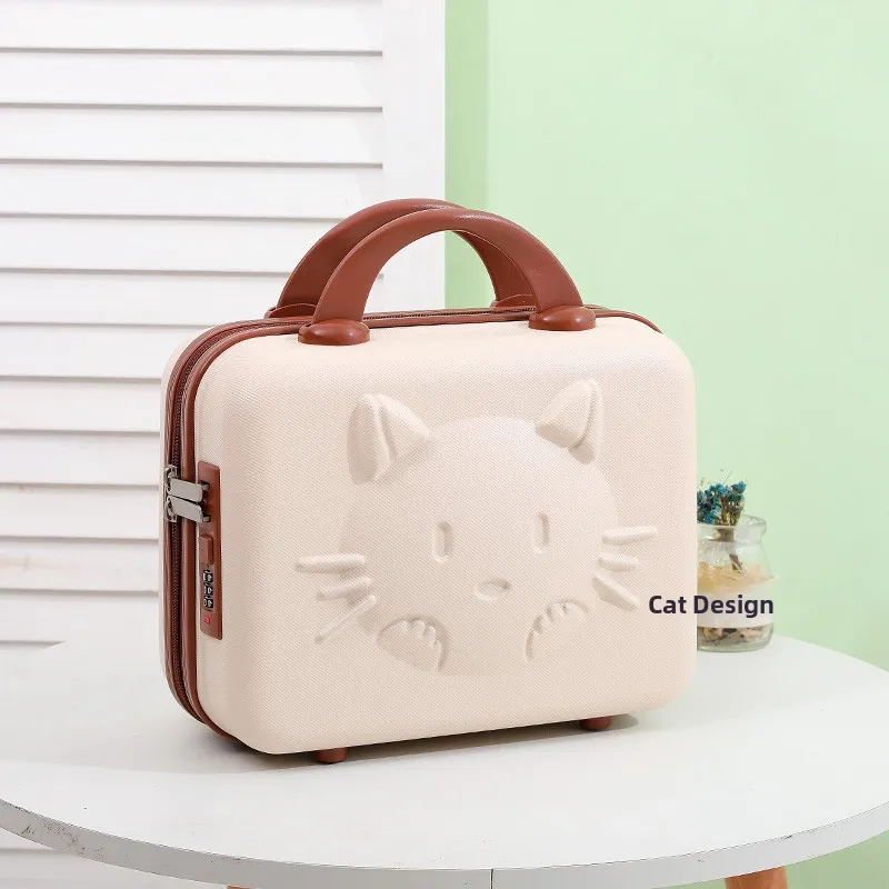 

Легкий ручной чемодан с милым мультяшным паролем, 4-дюймовый ящик для хранения для женщин, портативная дорожная сумка для хранения