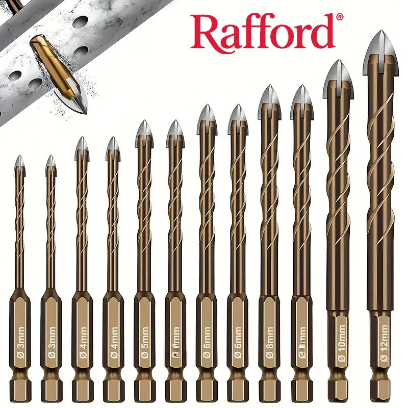 12PCS Hexagonal Shank Tile Drill Set Glass Drill Masonry Drill Bit Set 3-12 MM Drill Ceramic Drill Tile Drilling Tools Set