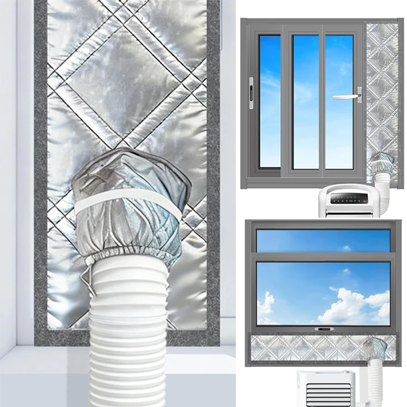 Portable Padded AC Window Seal Kit Reduce the Exchange of Cold and Warm Air Window Vent Cloth for Air Conditioner Exhaust Hose
