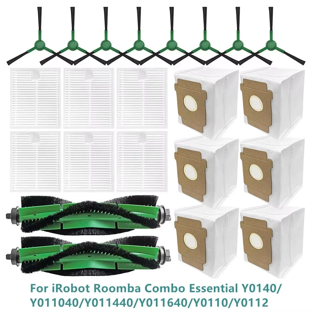 For iRobot Roomba Combo Essential Y0140/Y011040/Y011440/Y011640/Y0110/Y0112 Main Side Brush Hepa Filters Dust Bag Mop Cloths