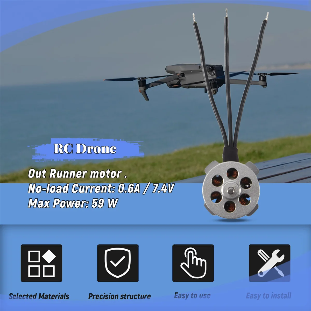 AA84 RC Drone Accessories 10G Brushless Motor Out Runner 1811 3800KV for Radio Control Airplane