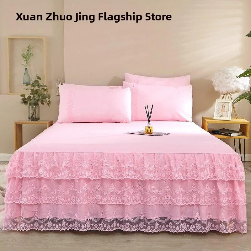 

Single Piece Lace Bed Skirt Protective Bed Cover Duvet Cover Bedding Accessories Gift Pure Color Polypropylene Material
