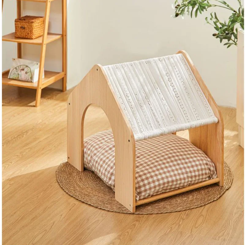 Warm Wooden Pet Villa for All Seasons Insulated Semi-closed Shelte Ideal for Small Dogs and Cats Snuggle-Ready Winter-Proof Warm