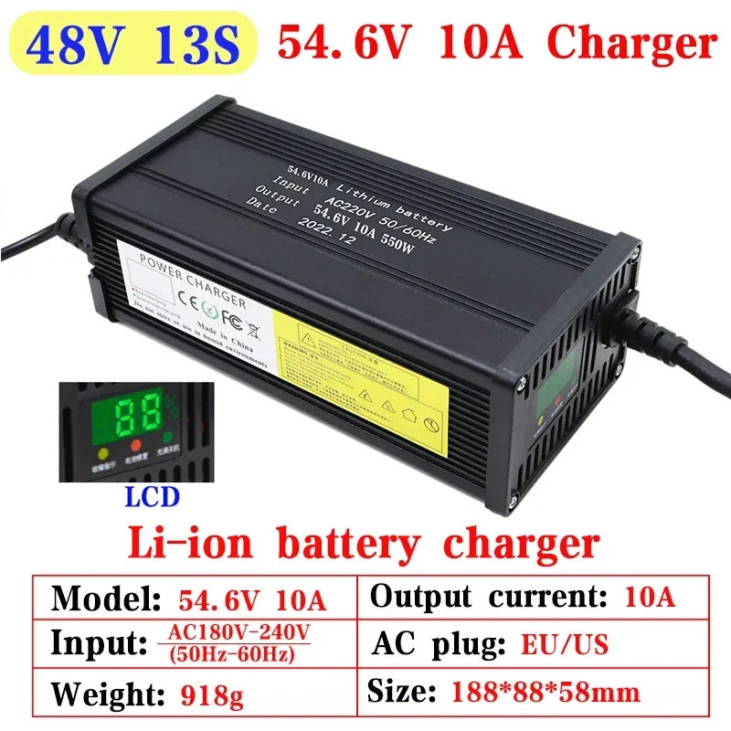 New 54.6V/67.2V/84V 5A 8A 10A 12A 15A 20A Lithium Battery Charger For13S 16S 20S 48V 60V 72V E-motorcycle Fast charging Aluminum