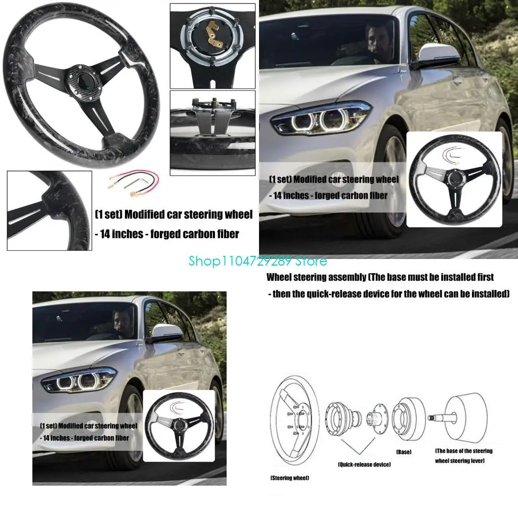 

D8KE Premium Heat Resistant 14" Automotive Steering Wheel Crafted from Forging Carbon Fiber For Enhancing Driving Experience
