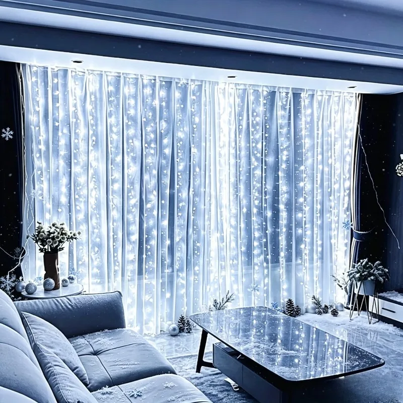USB Powered Fairy Lights Curtain Garland 600/400/300/200 LED Festoon with Remote Control for Window New Year Christmas Decor