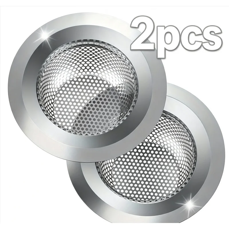 2pcs Stainless Steel Kitchen Sink Drain Filter, 4.5 Inch Wide‑edge Food Catcher, Universal Sink Basket Strainer